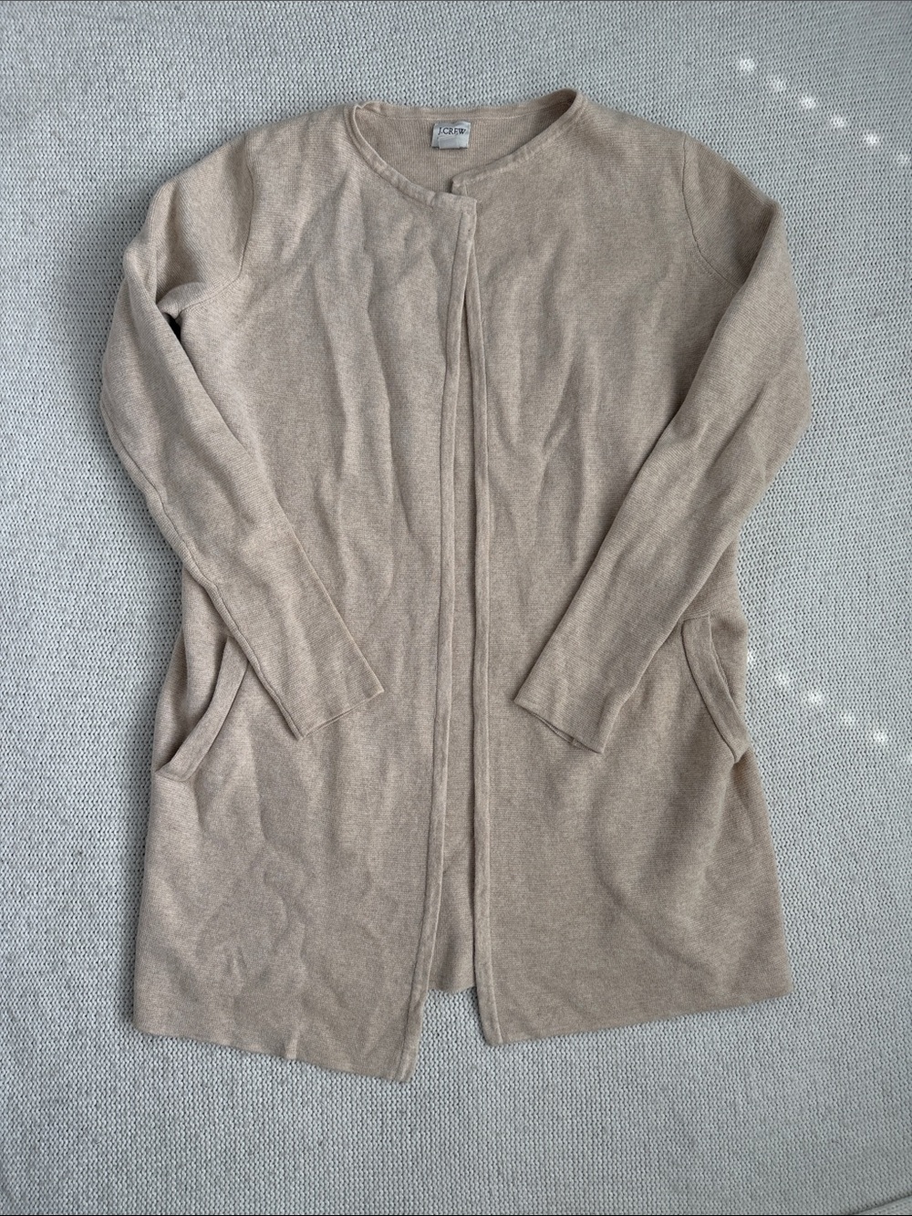 J Crew 100% Cotton Juliette Collarless Sweater Long Cardigan Size XXS